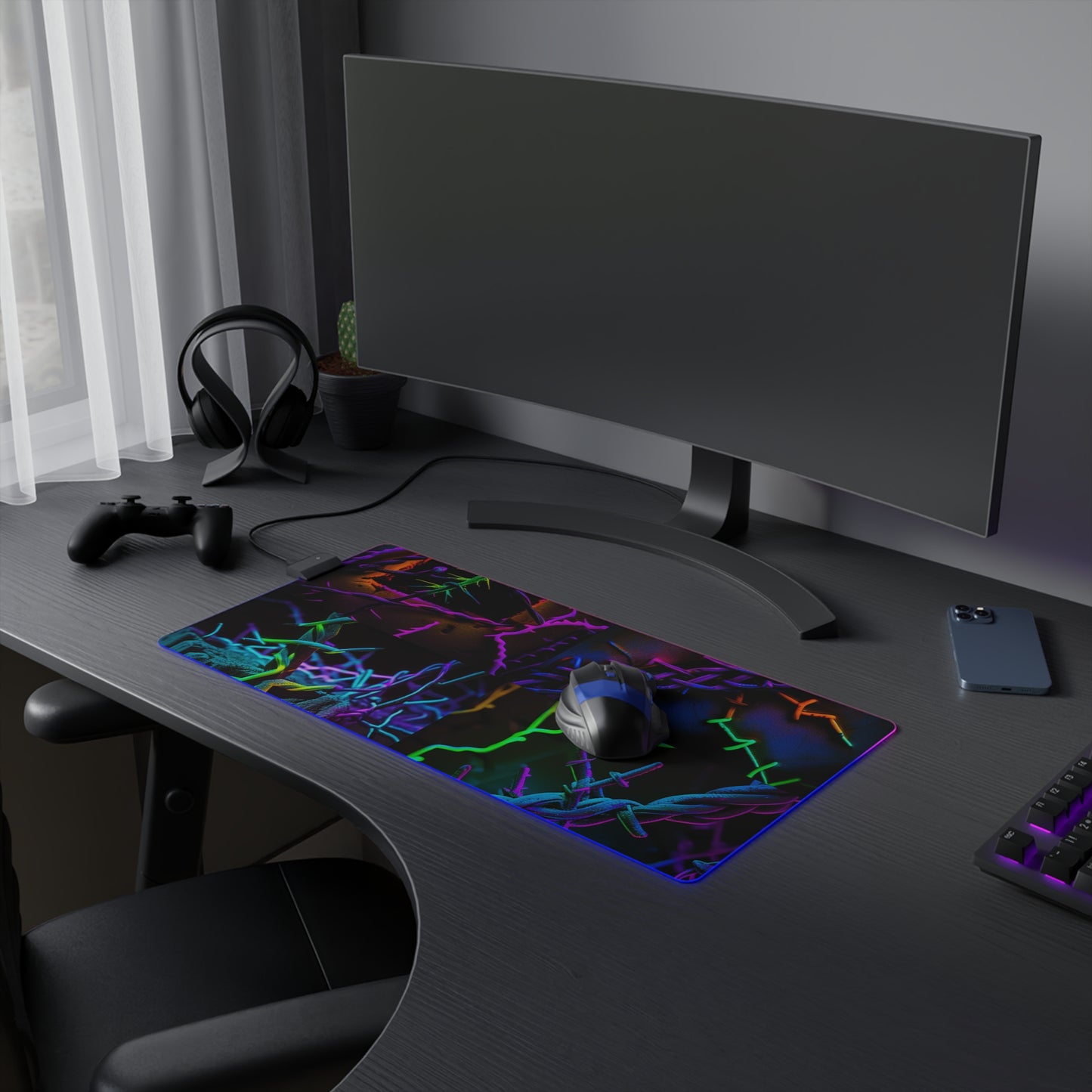 LED Gaming Mouse Pad Macro Neon Barbs 5