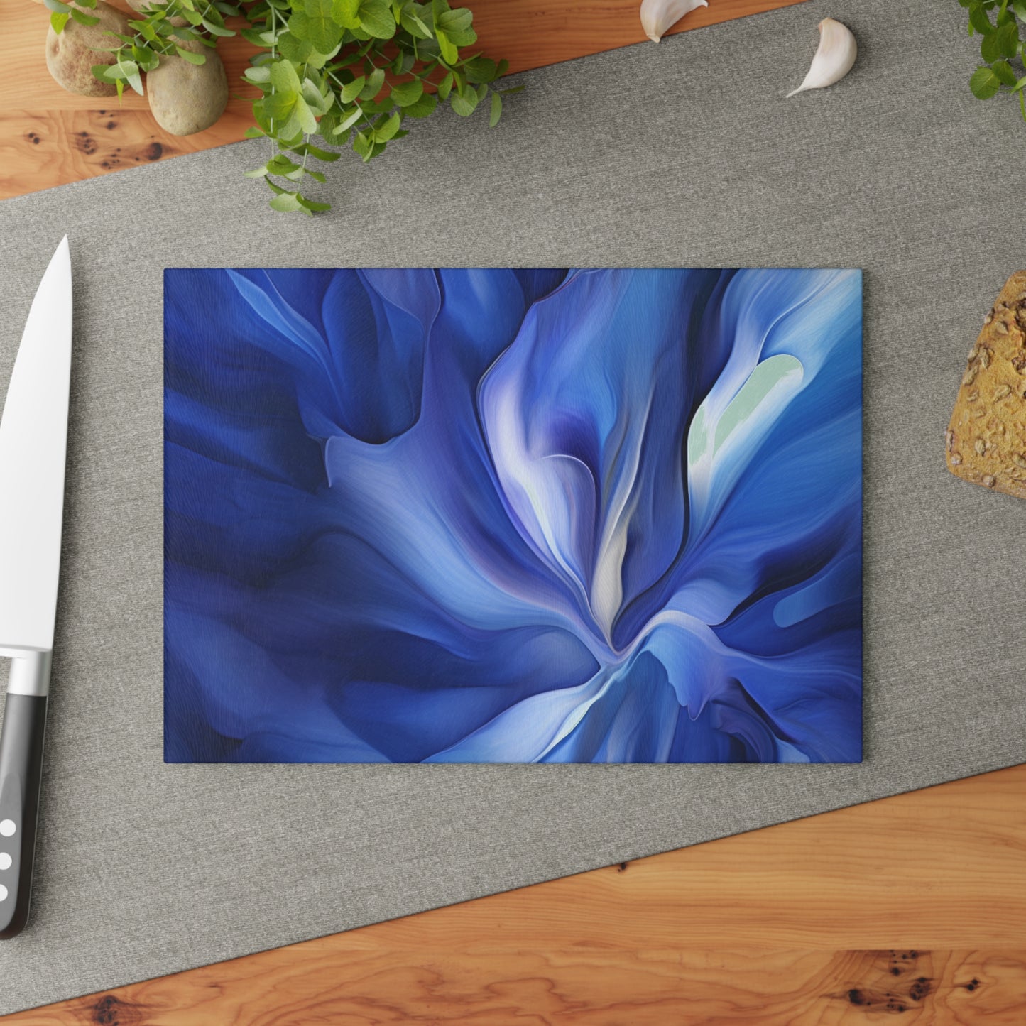 Glass Cutting Board Abstract Blue Tulip 3