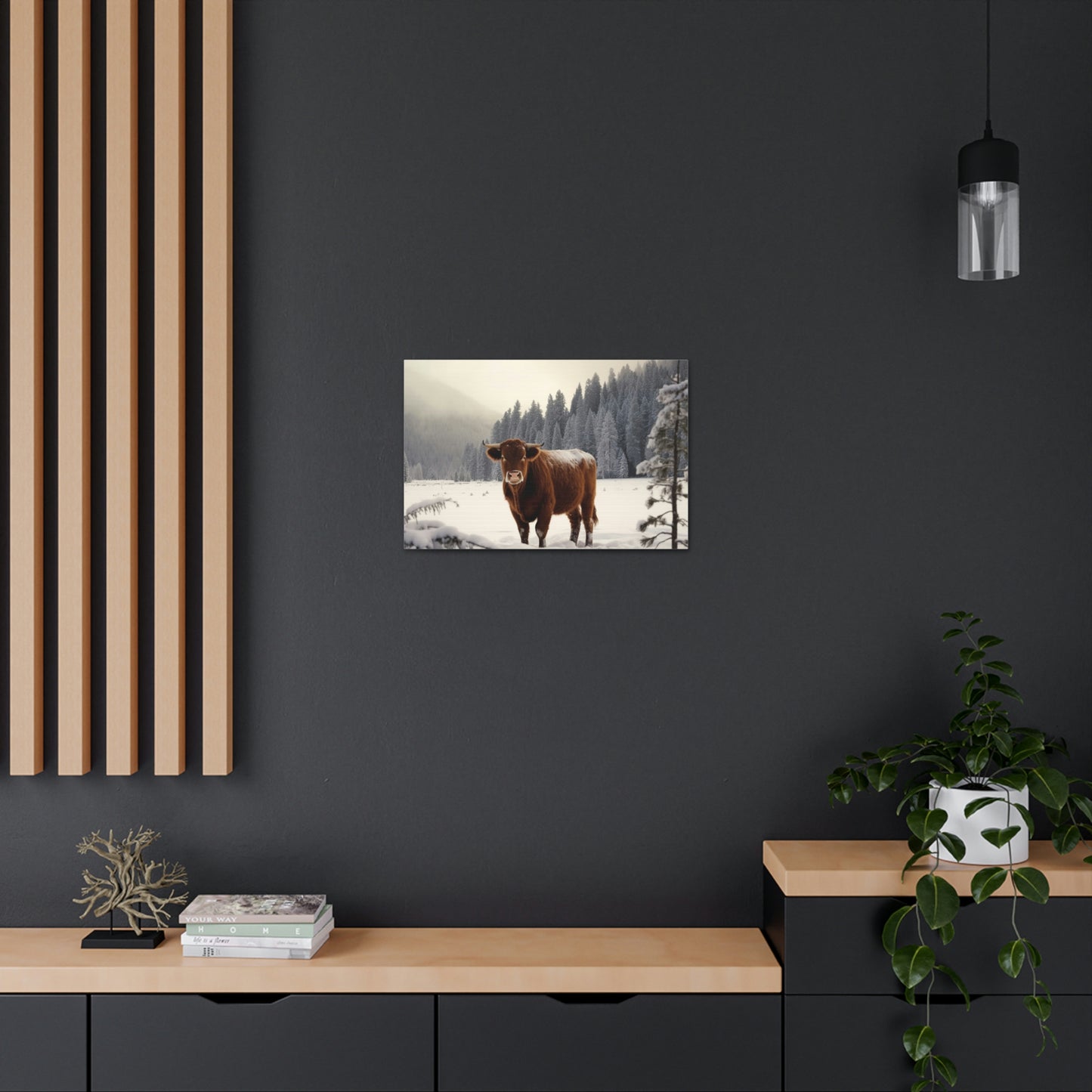 Canvas Gallery Wraps Cow Snow 3