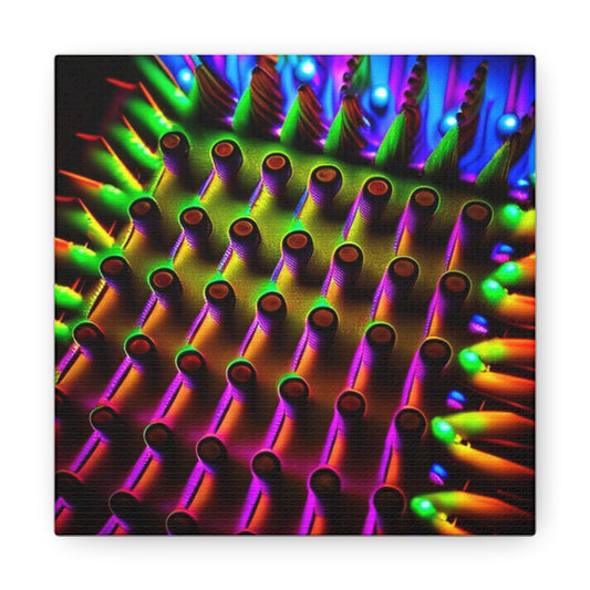 Canvas Gallery Wraps Macro Cactus neon square 1