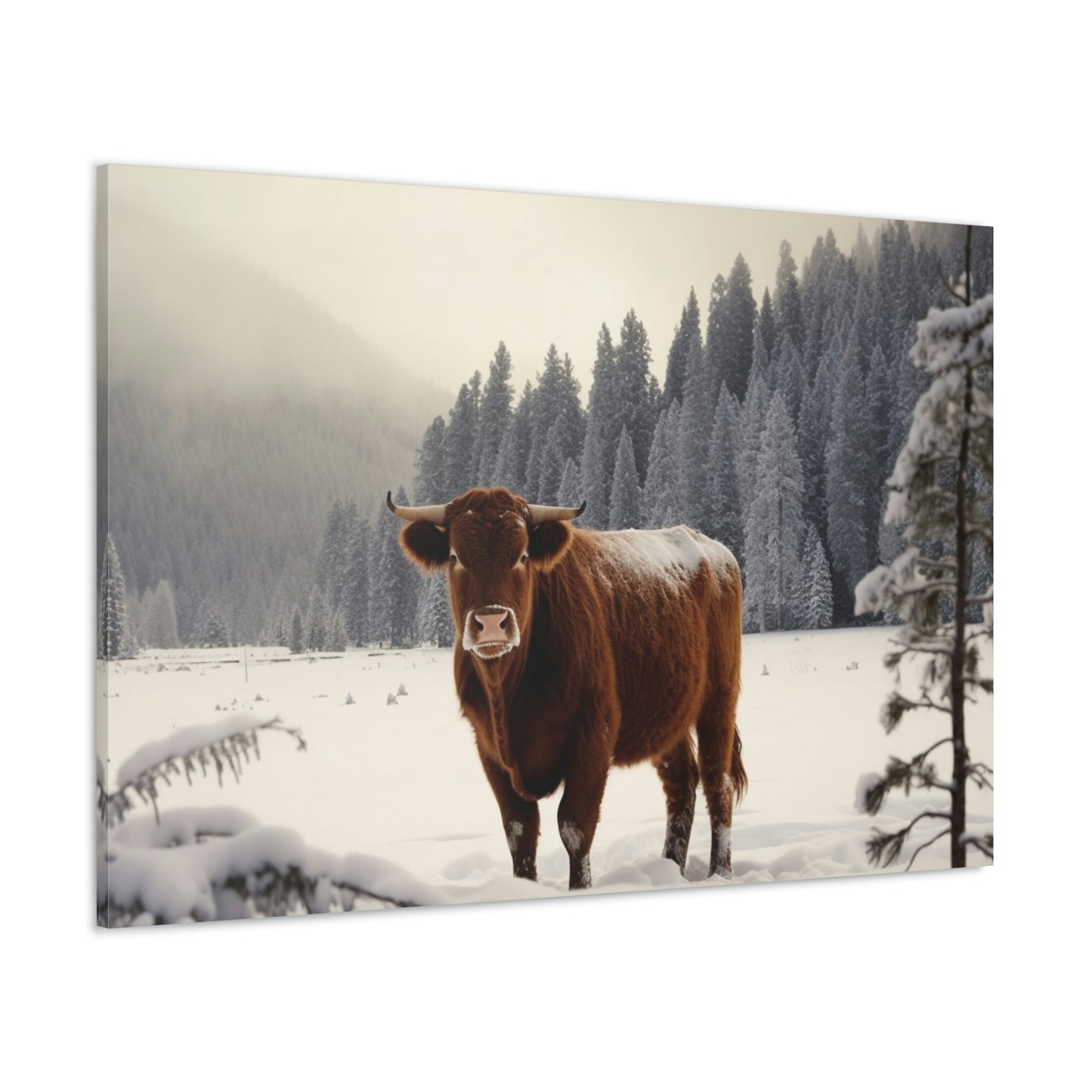 Canvas Gallery Wraps Cow Snow 3