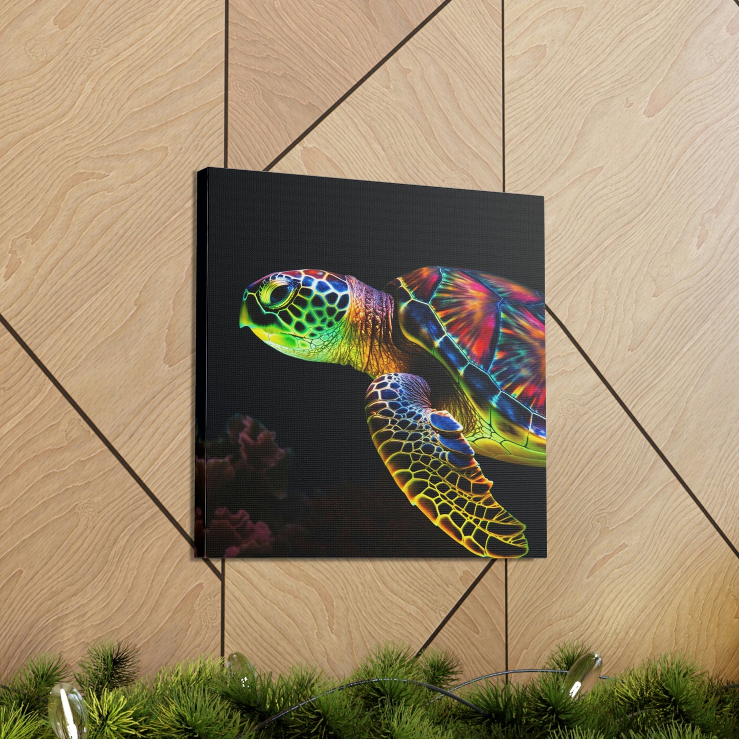 Canvas Gallery Wraps Neon Sea Turtle 4