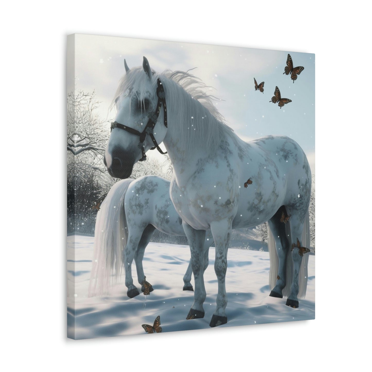 Canvas Gallery Wraps Butterfly Snow Horses 1