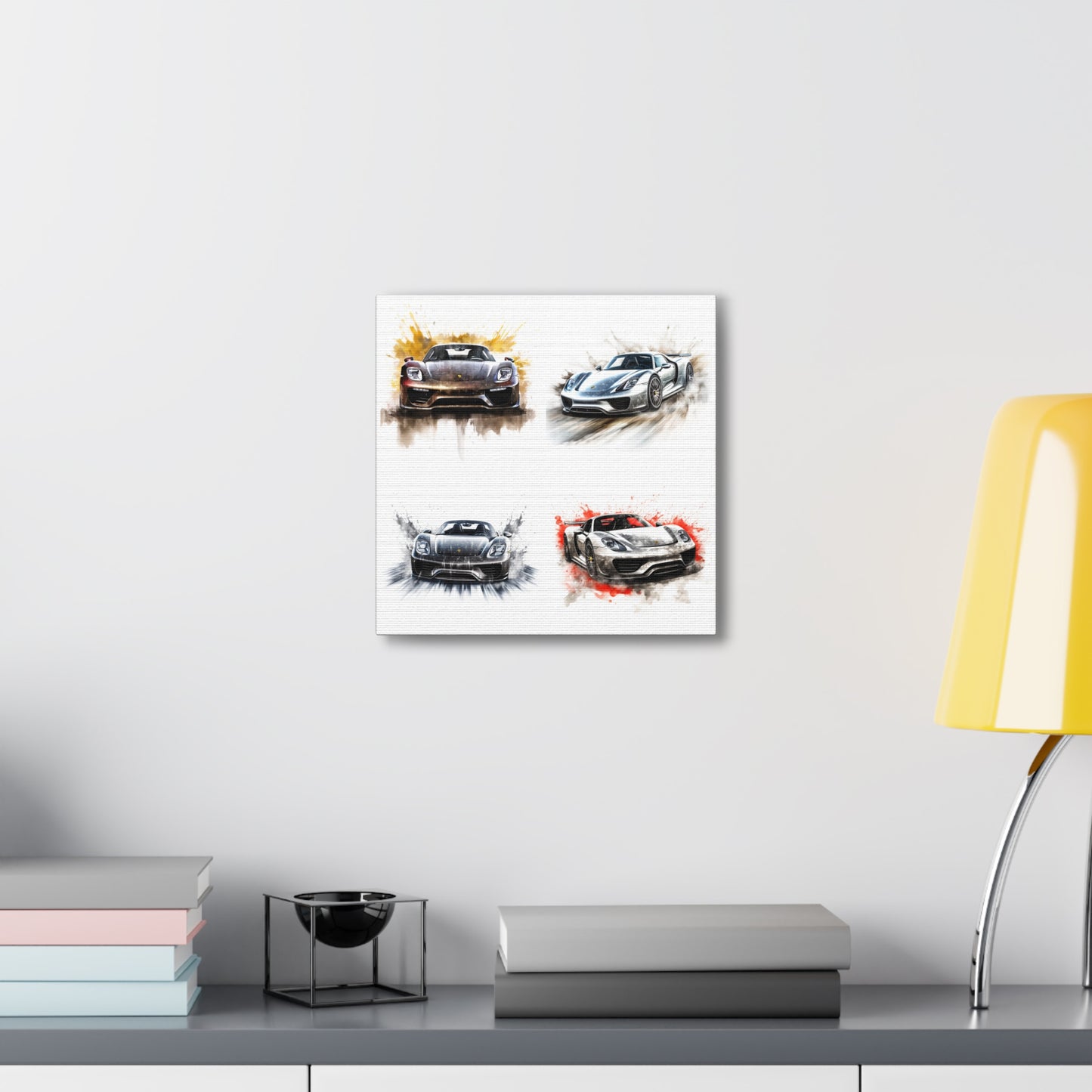 Canvas Gallery Wraps 918 Spyder white background driving fast with water splashing 4 pack