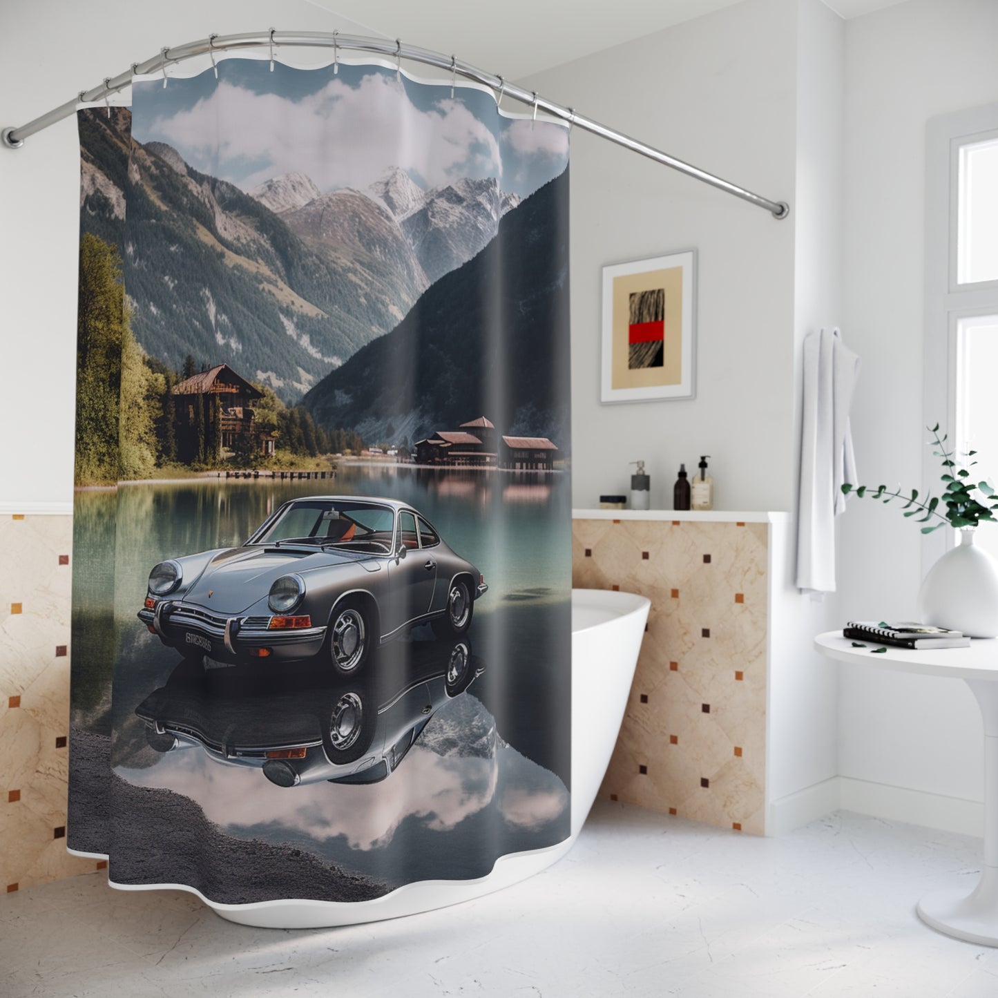 Polyester Shower Curtain Porsche Lake 2