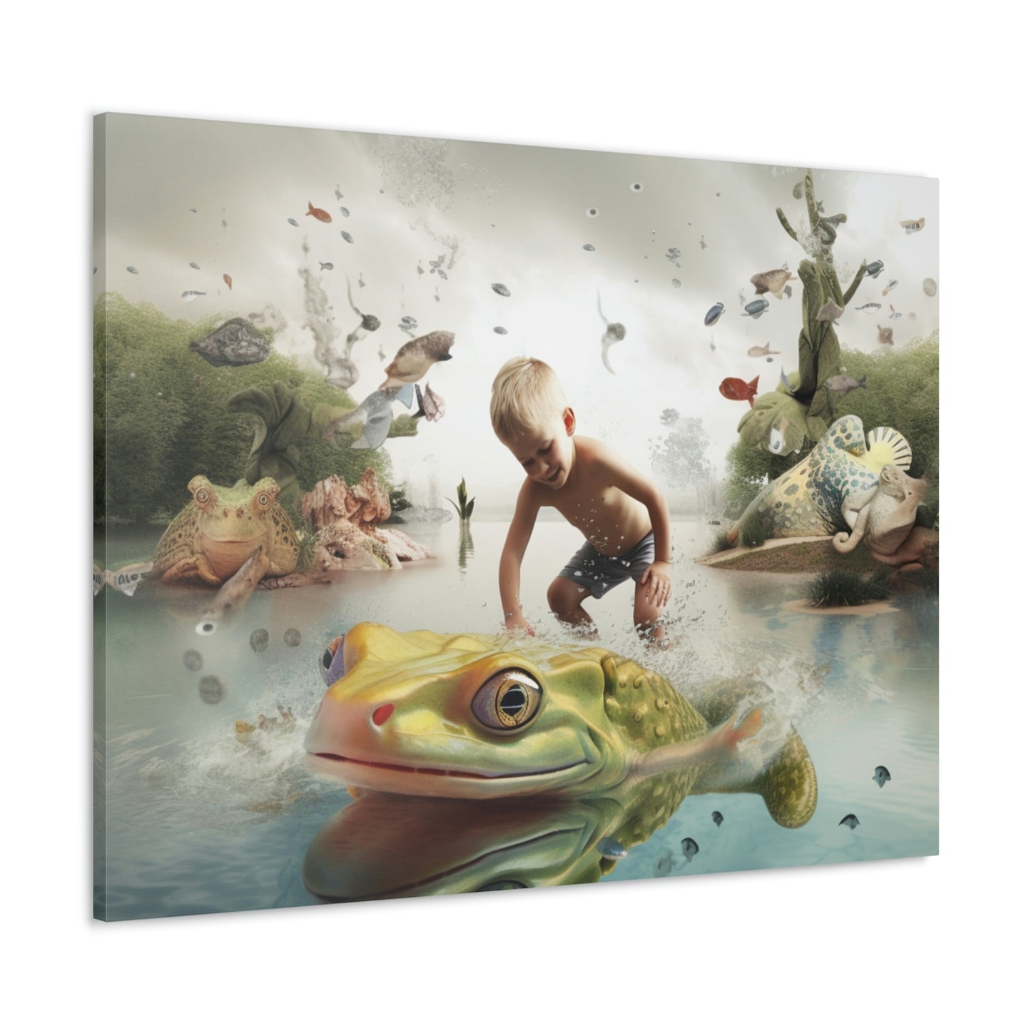 Canvas Gallery Wraps Boy Frog 5