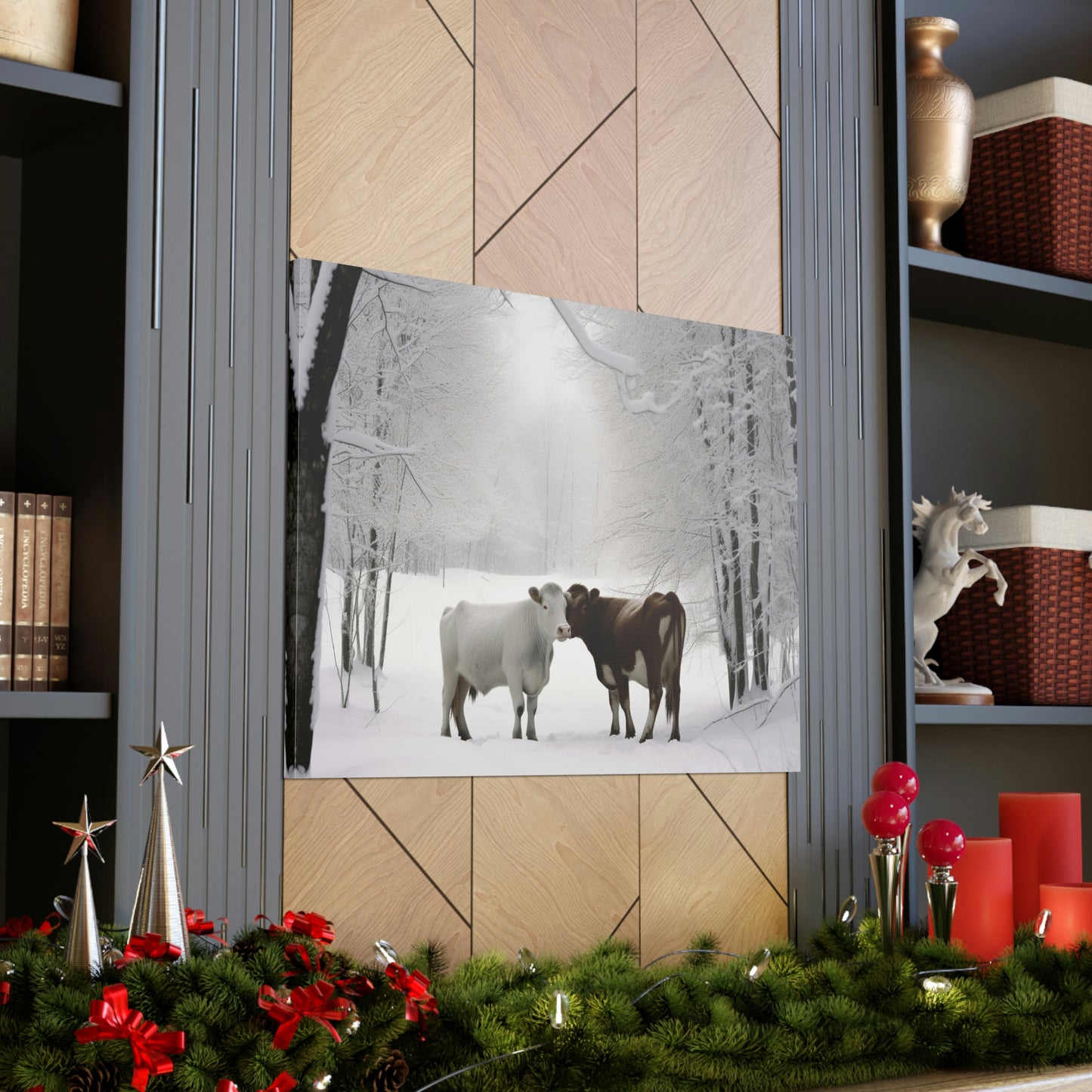 Canvas Gallery Wraps Long Haired Cow snow 4