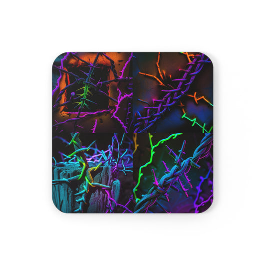 Cork Back Coaster Macro Neon Barbs 5