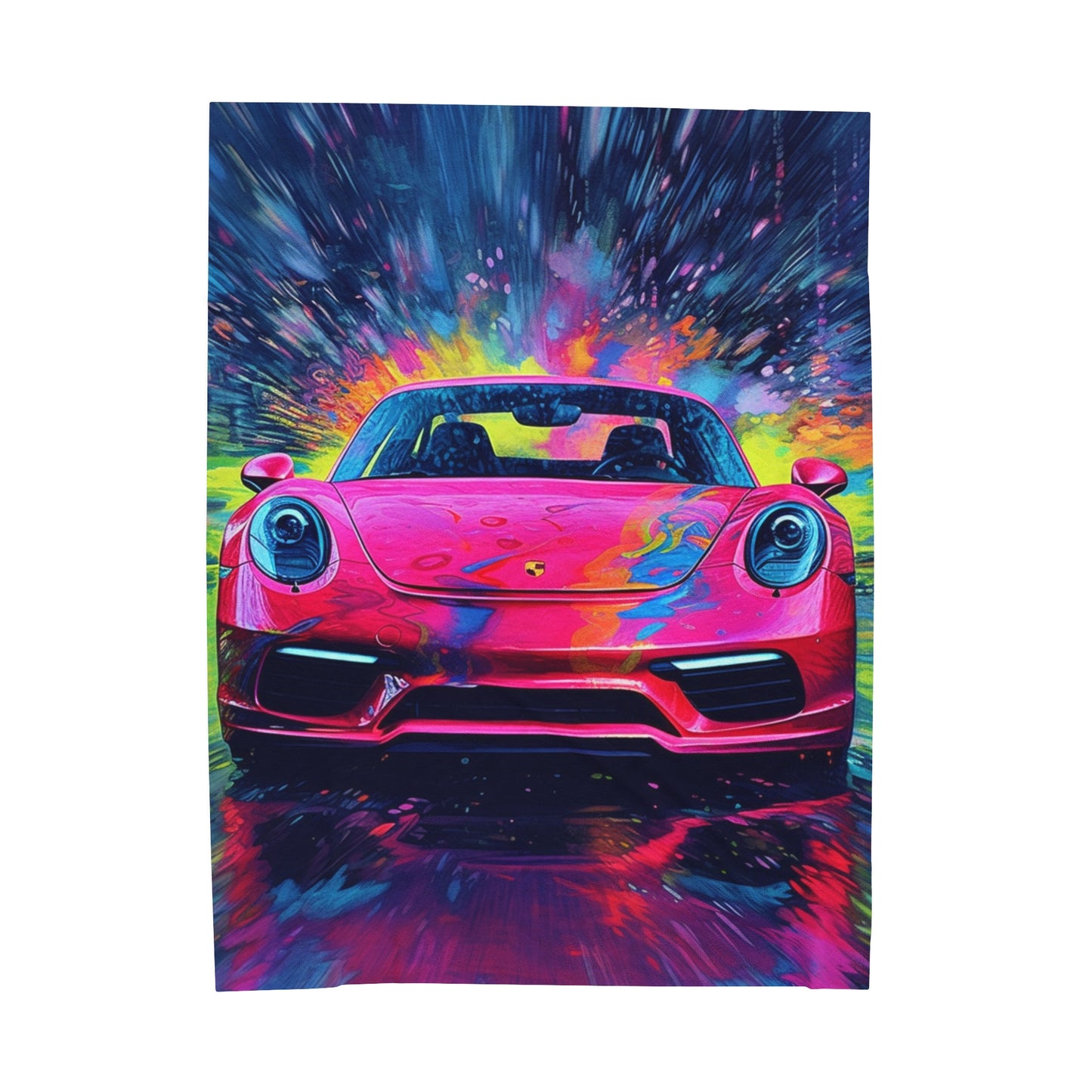 Velveteen Plush Blanket Pink Porsche water fusion 3