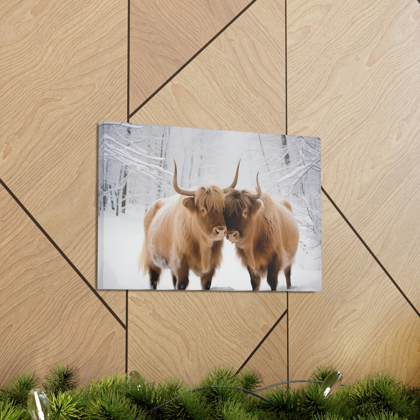 Canvas Gallery Wraps Long Haired Cow snow 1