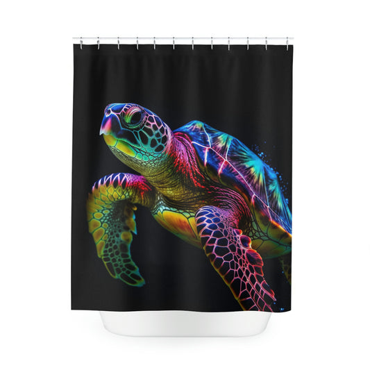 Polyester Shower Curtain neon turtle 2