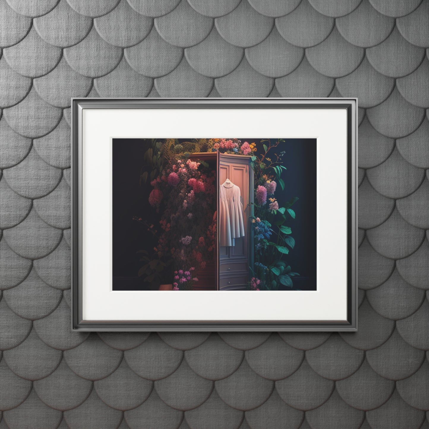 Fine Art Prints (Passepartout Paper Frame) A Wardrobe Surrounded by Flowers 3