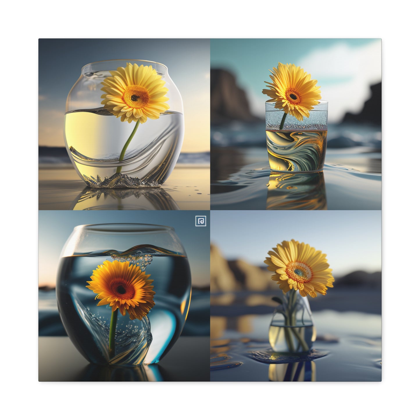 Yellow Gerbera Glass 4 pack