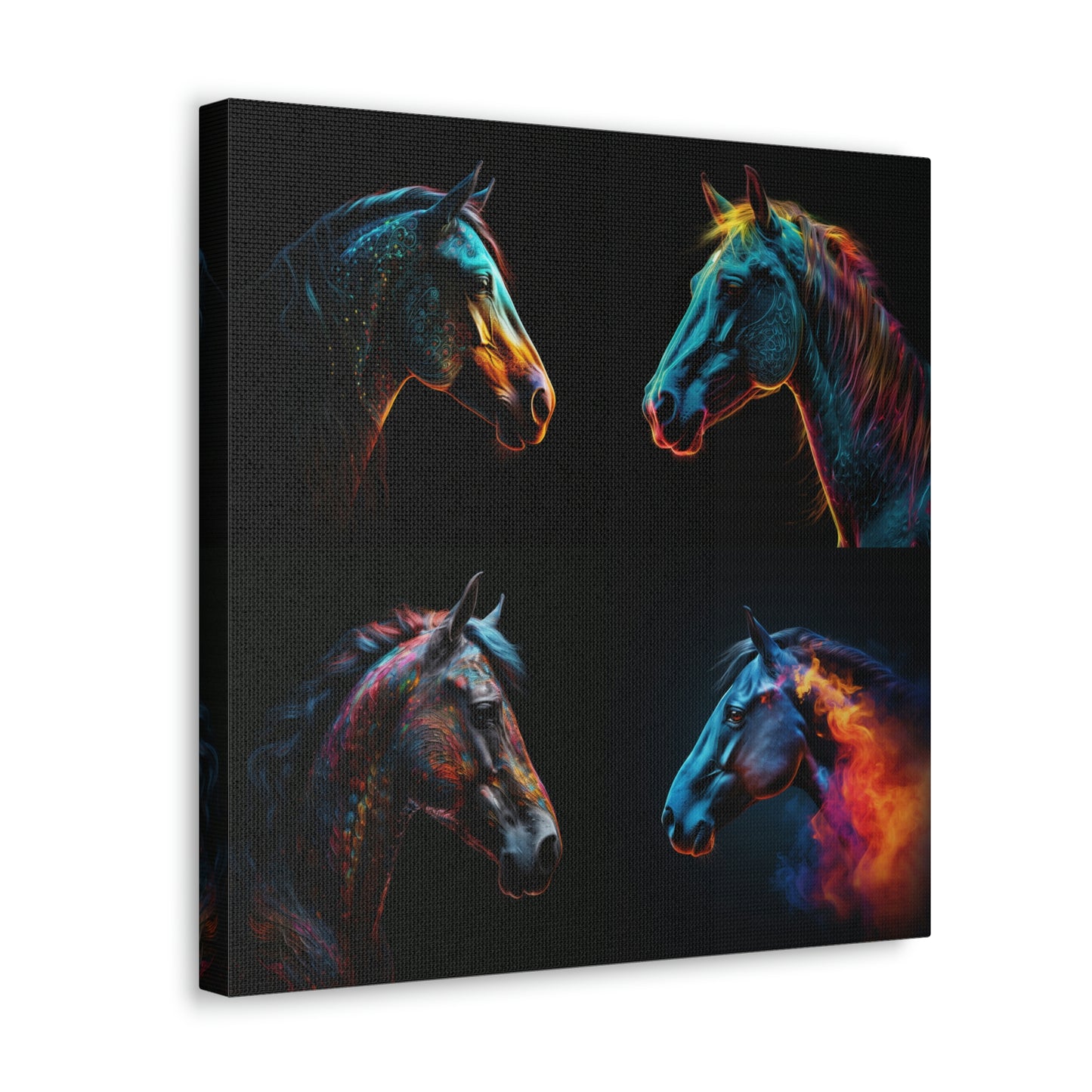 Canvas Gallery Wraps Neon Horses 4 Pack