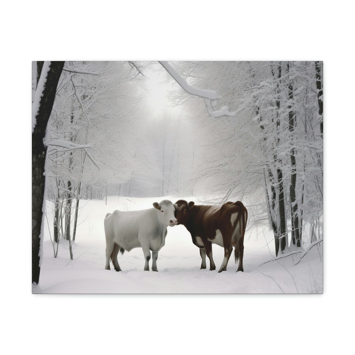 Canvas Gallery Wraps Long Haired Cow snow 4