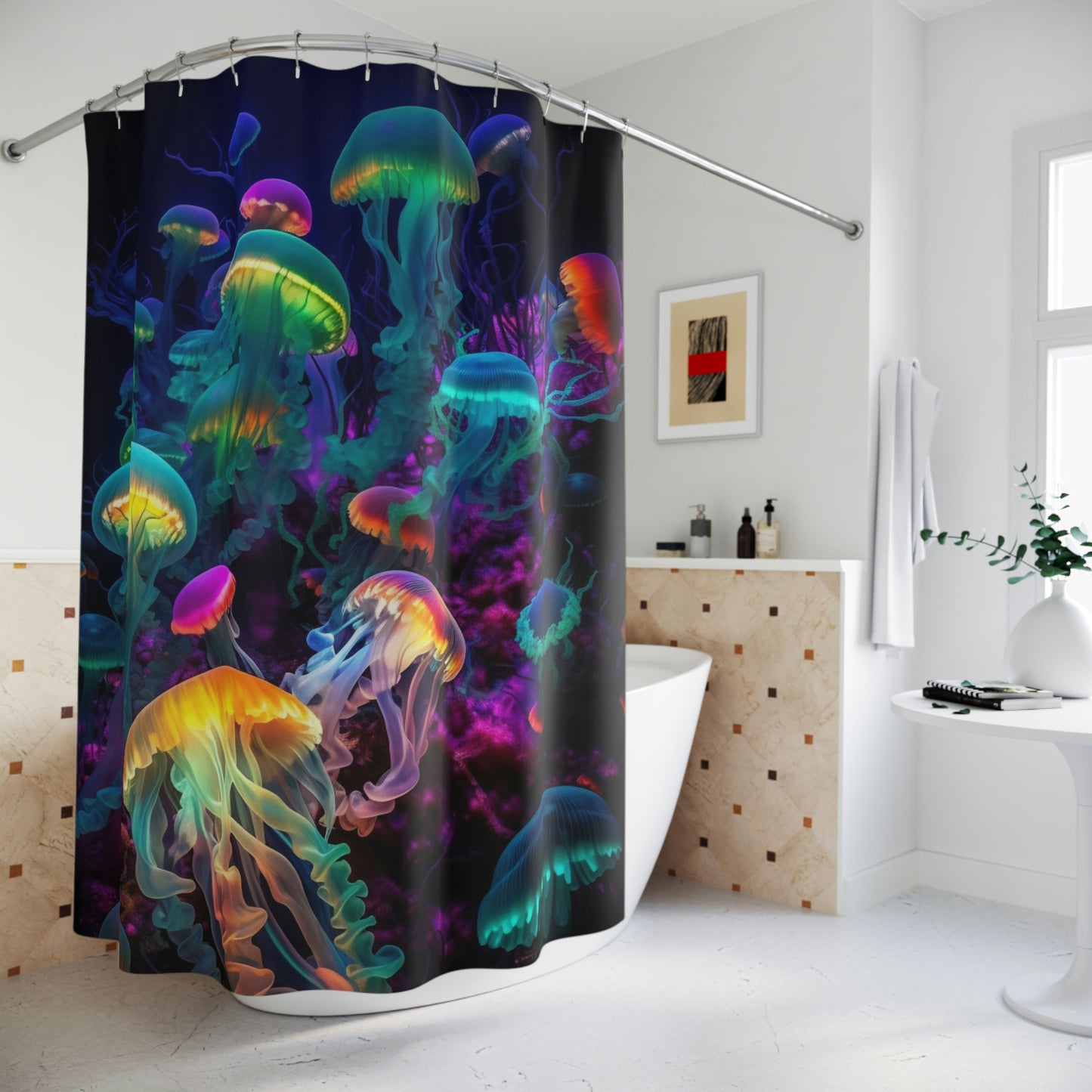 Polyester Shower Curtain neon party jelly 2