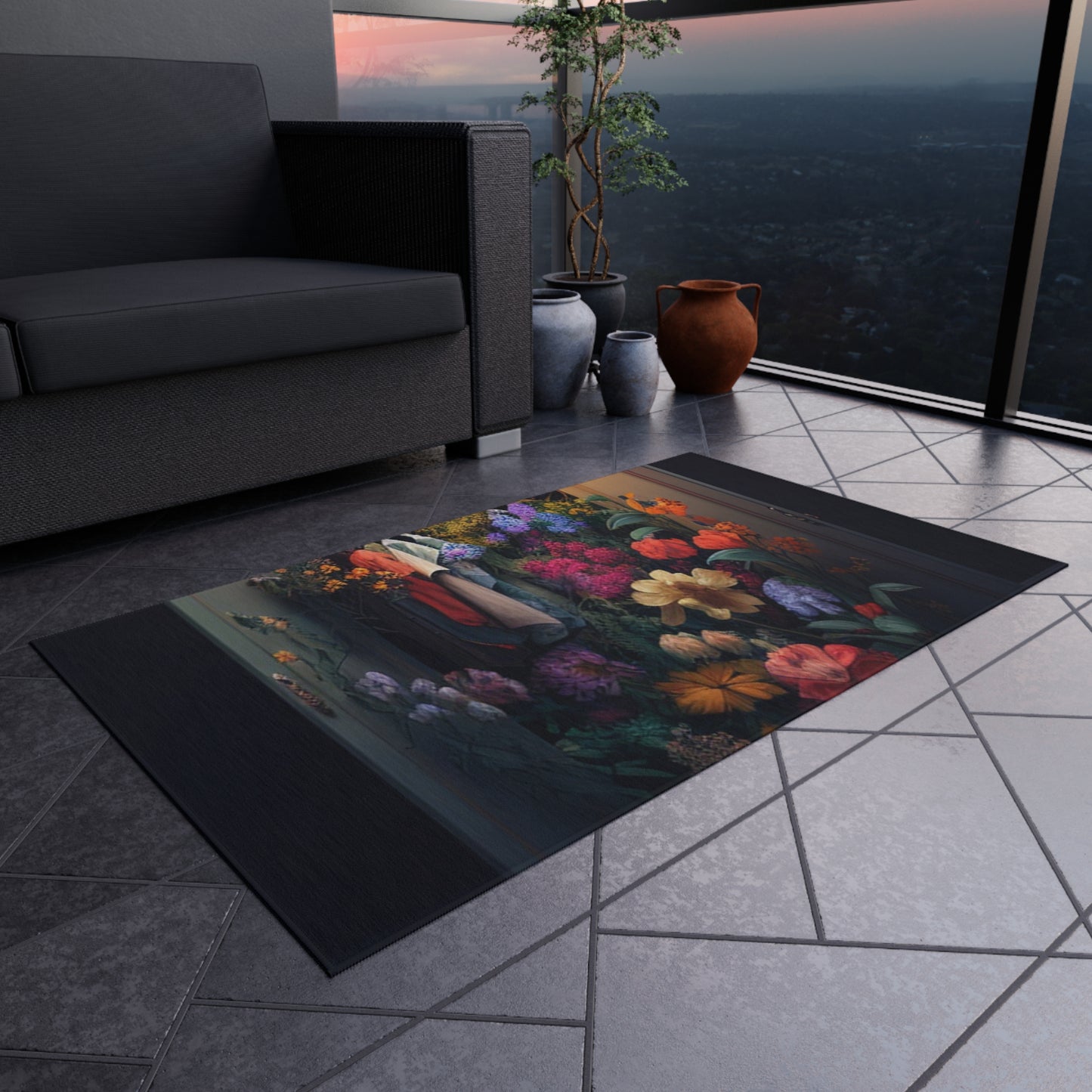 Outdoor Rug  A Wardrobe Surrounded by Flowers 4