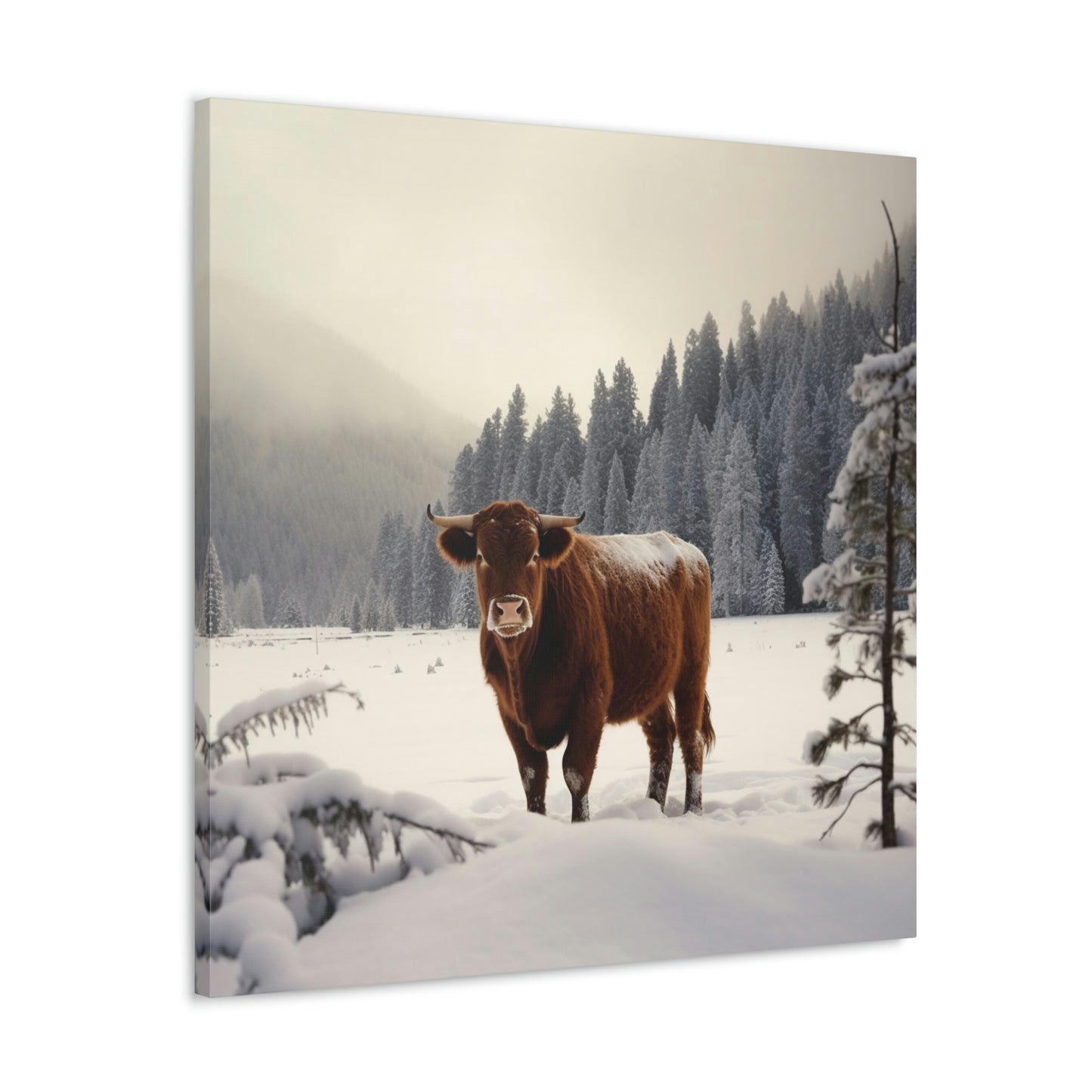 Canvas Gallery Wraps Cow Snow 3