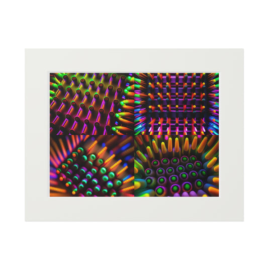 Fine Art Prints (Passepartout Paper Frame) Macro Cactus neon square