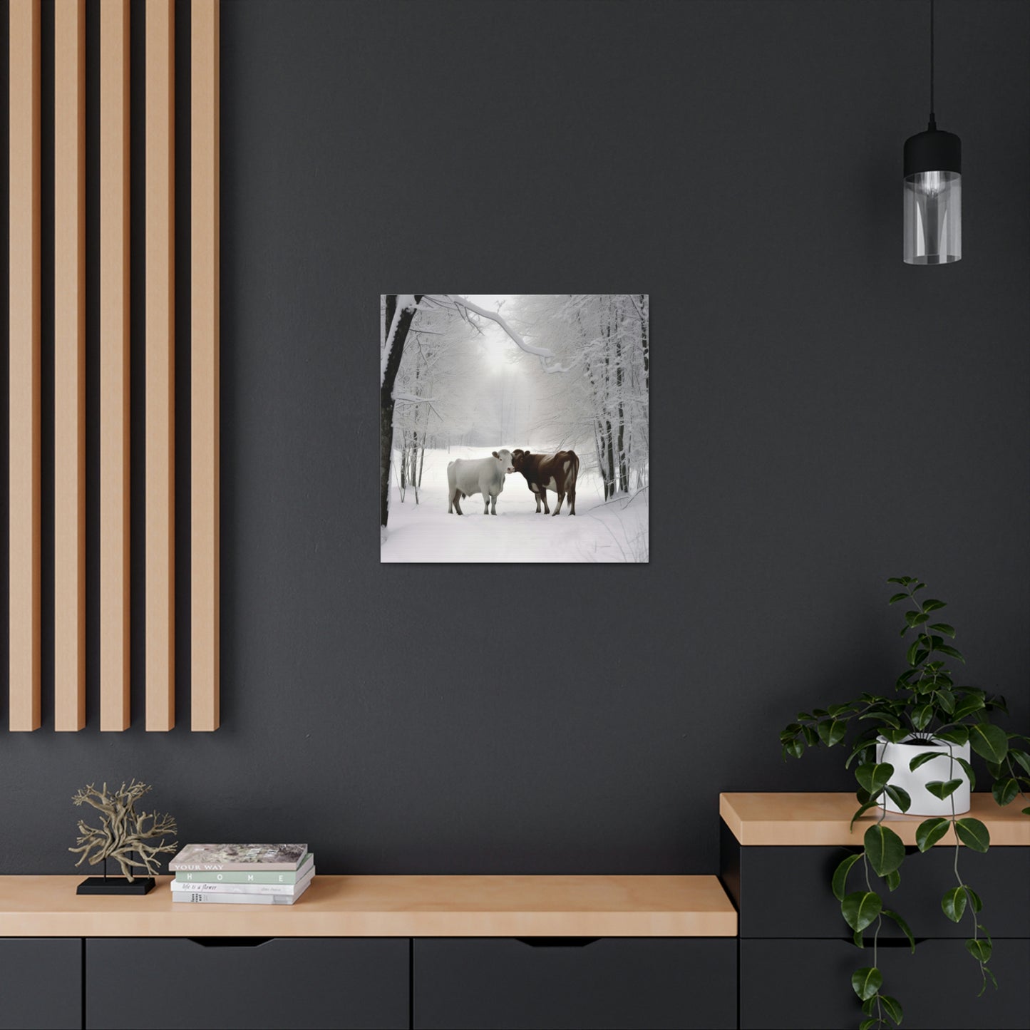 Canvas Gallery Wraps Long Haired Cow snow 4