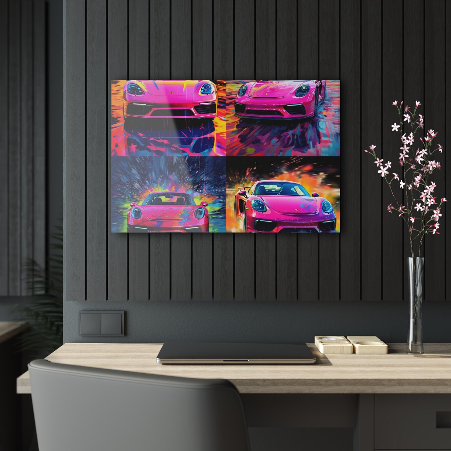 Acrylic Prints Pink Porsche water fusion 5