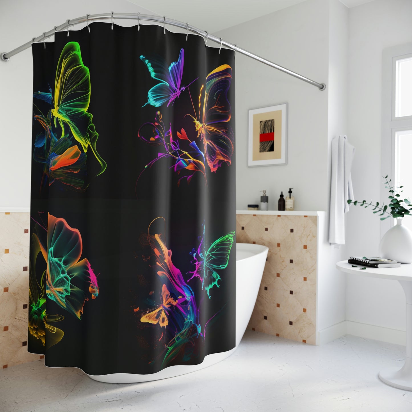 Polyester Shower Curtain glow fusion 4 pack