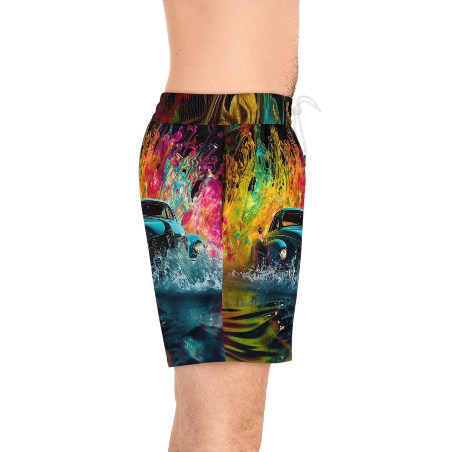 Men's Mid-Length Swim Shorts (AOP) Hotrod Water 1