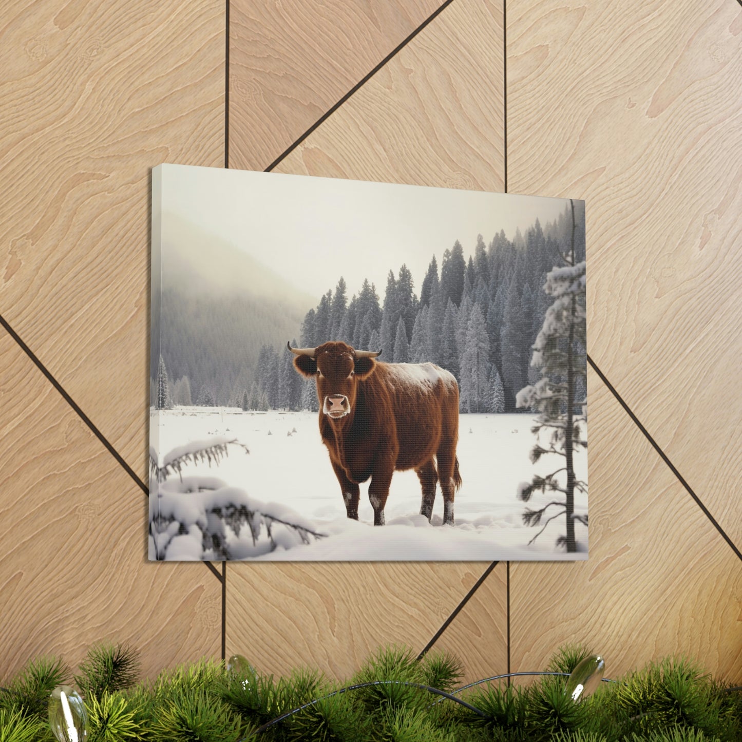 Canvas Gallery Wraps Cow Snow 3