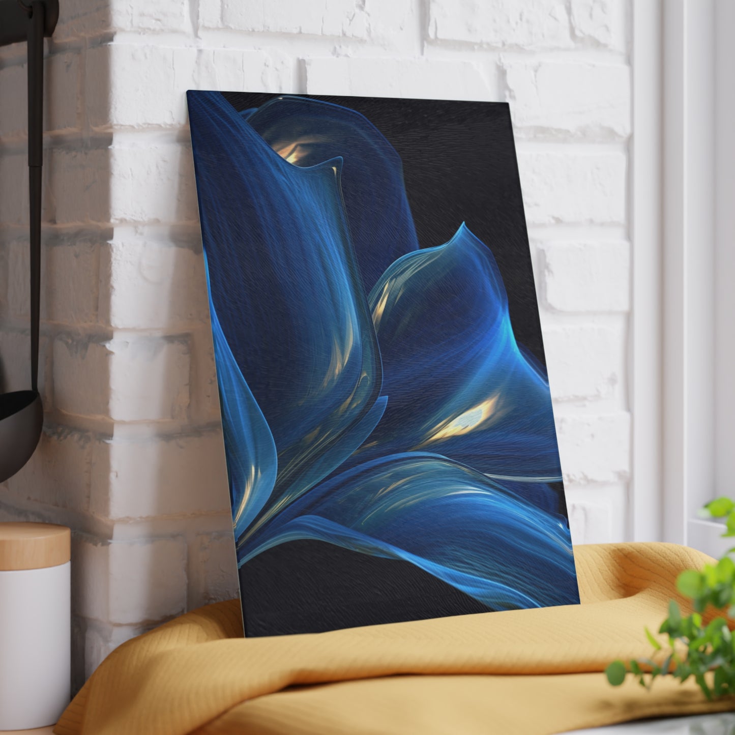 Glass Cutting Board Abstract Blue Tulip 1