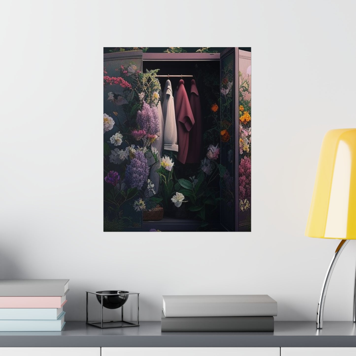 Premium Matte Vertical Posters A Wardrobe Surrounded by Flowers 2