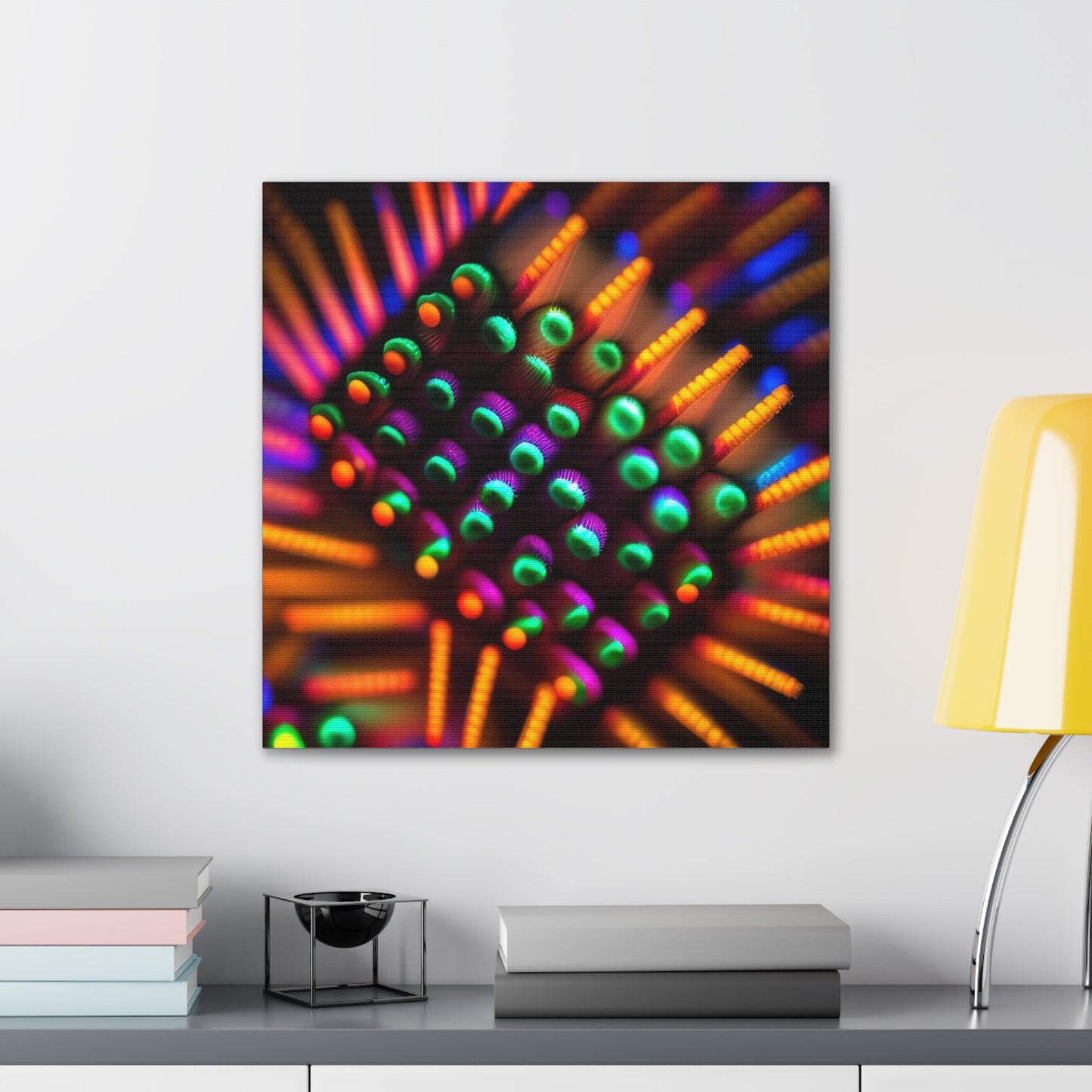 Canvas Gallery WrapsMacro Cactus neon square 3