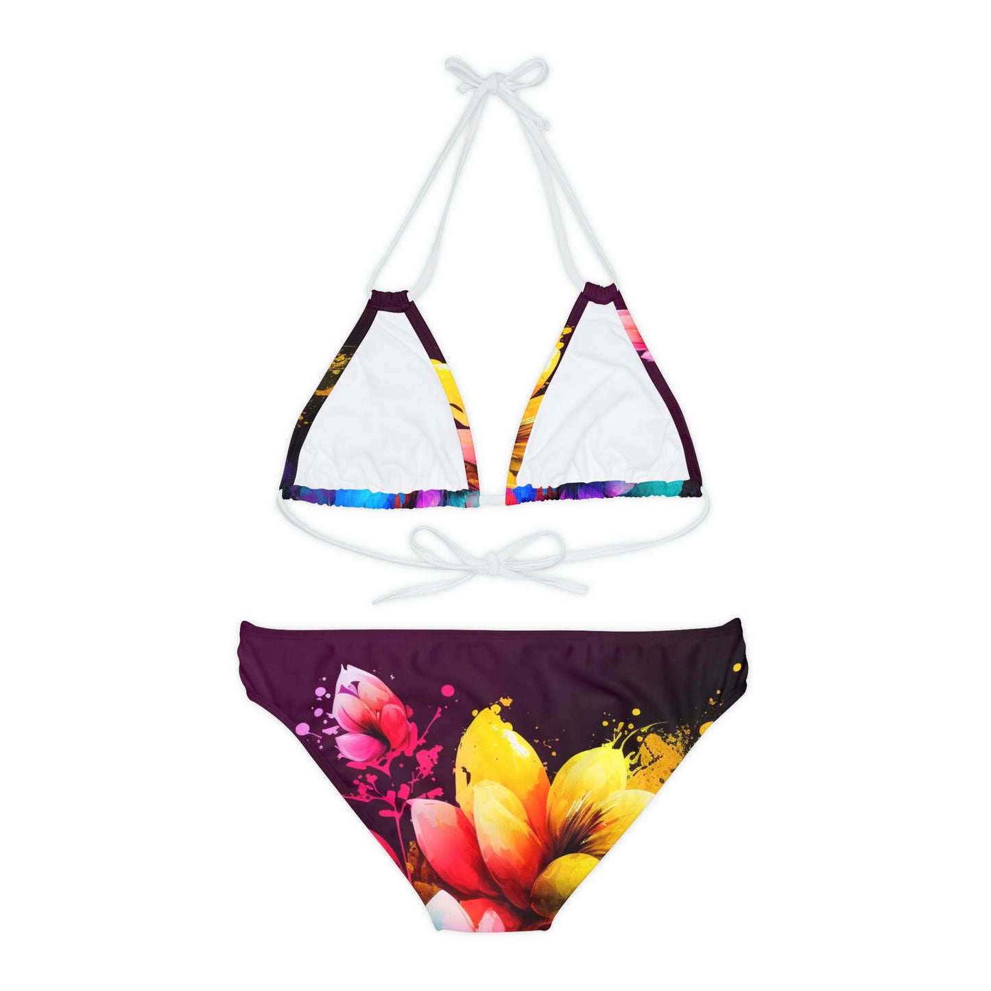 Strappy Bikini Set (AOP) Bright Spring Flowers 3