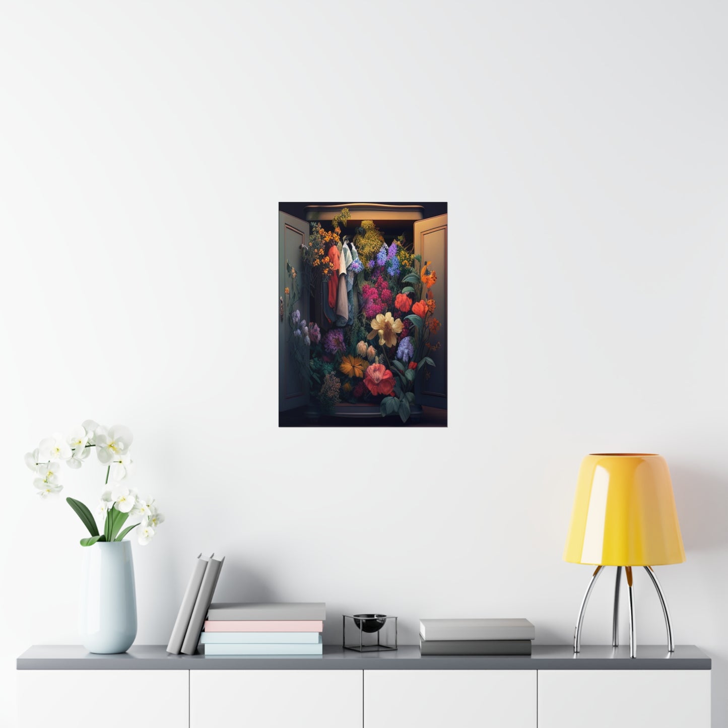 Premium Matte Vertical Posters A Wardrobe Surrounded by Flowers 4