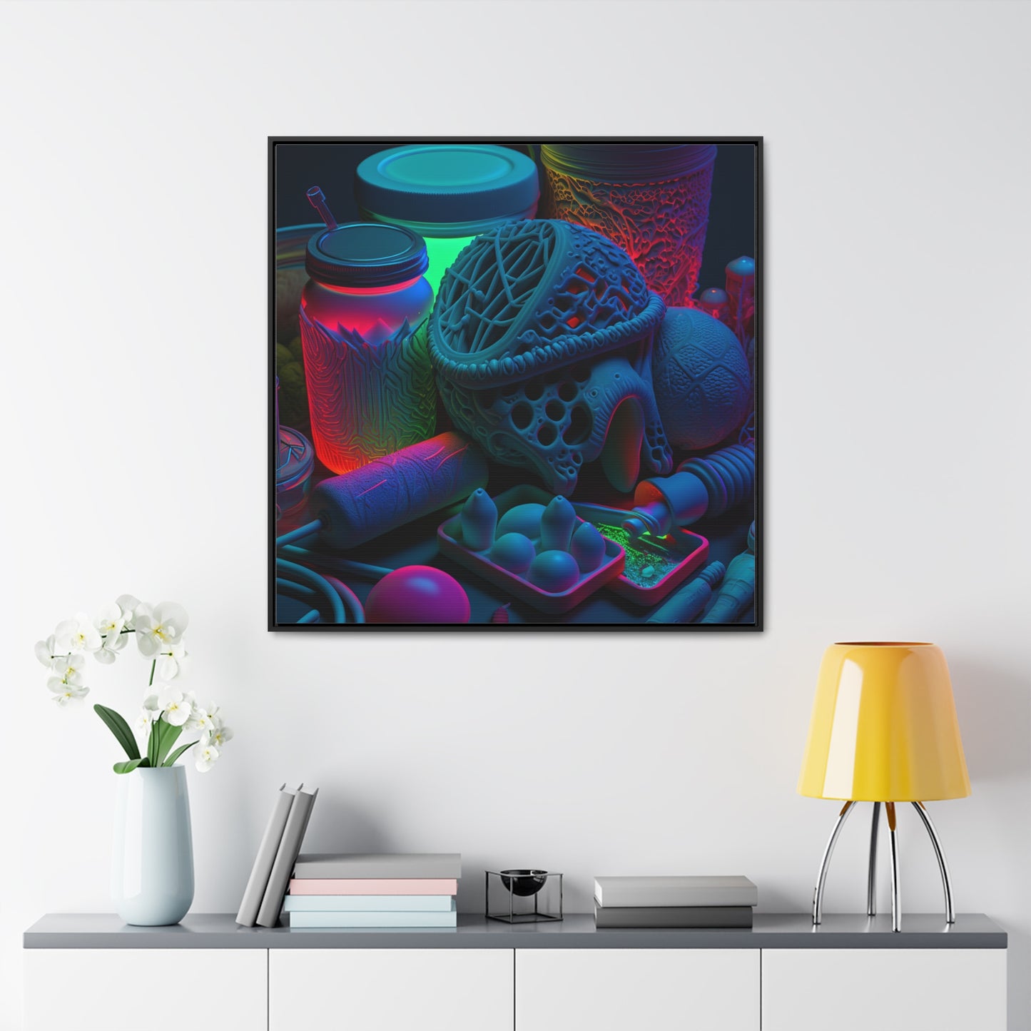 Gallery Canvas Wraps, Square Frame Neon Glow 1