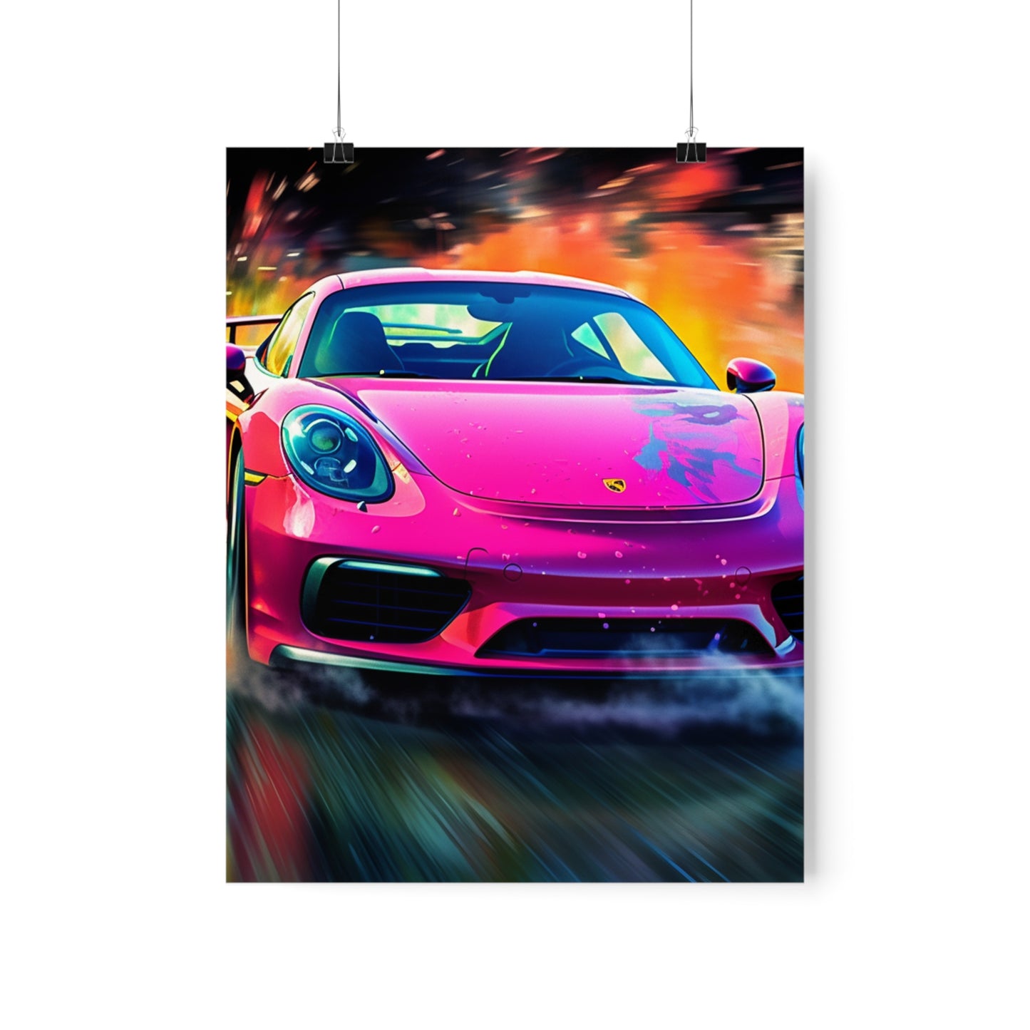 Premium Matte Vertical Posters Pink Porsche water fusion 4