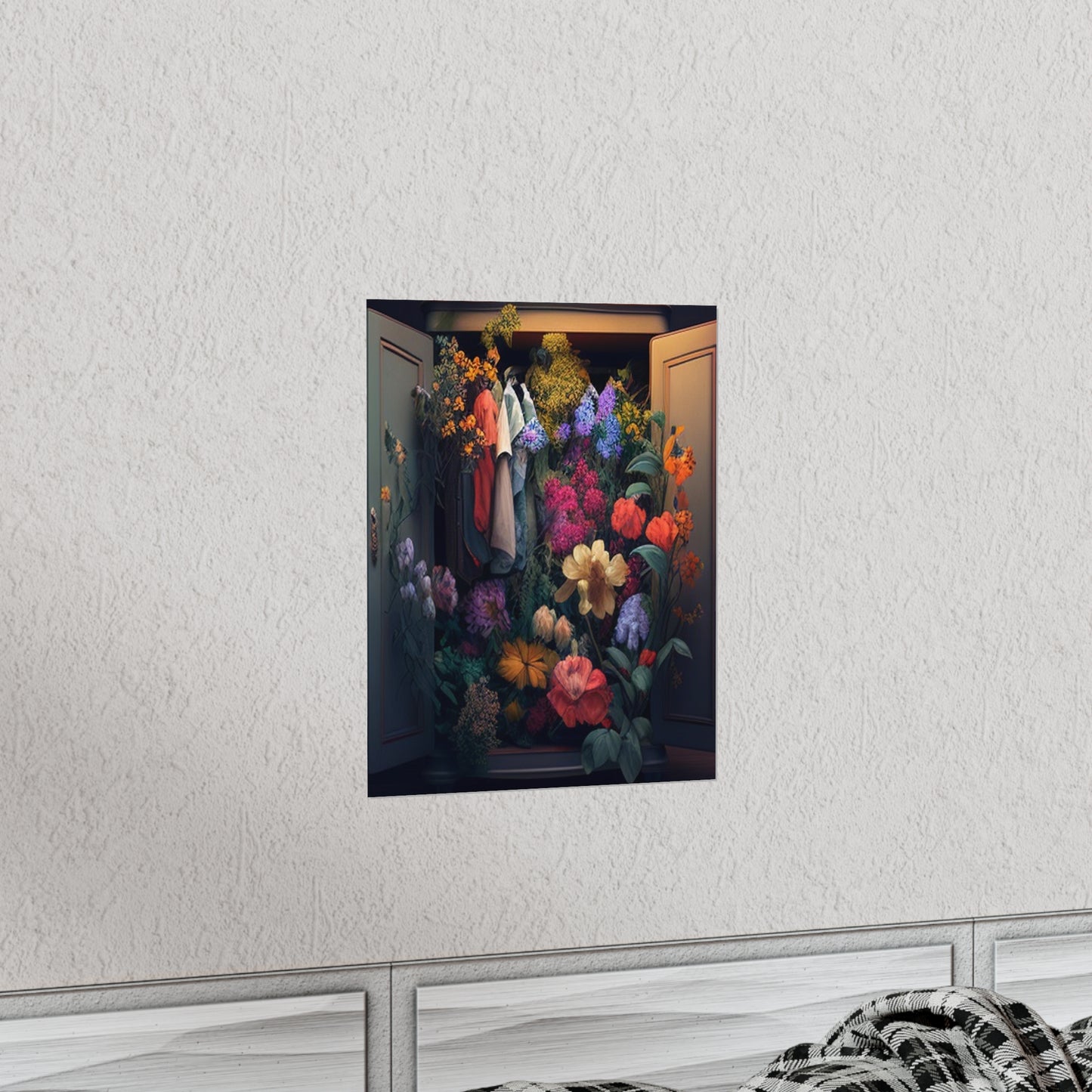 Premium Matte Vertical Posters A Wardrobe Surrounded by Flowers 4