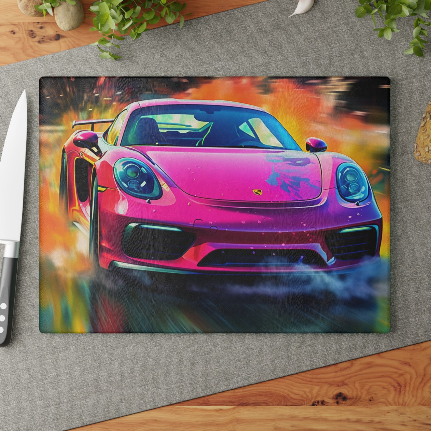 Glass Cutting Board Pink Porsche water fusion 4