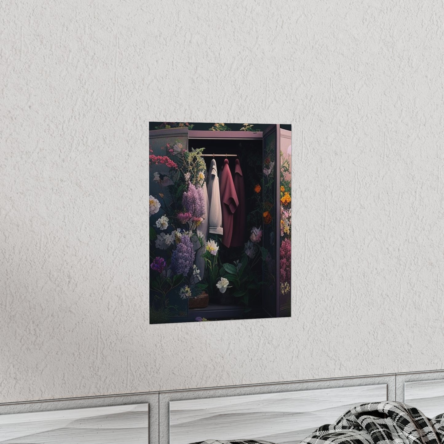 Premium Matte Vertical Posters A Wardrobe Surrounded by Flowers 2