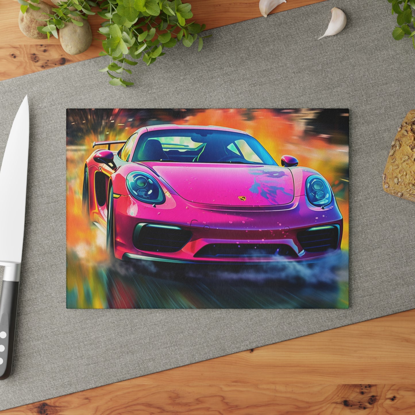 Glass Cutting Board Pink Porsche water fusion 4