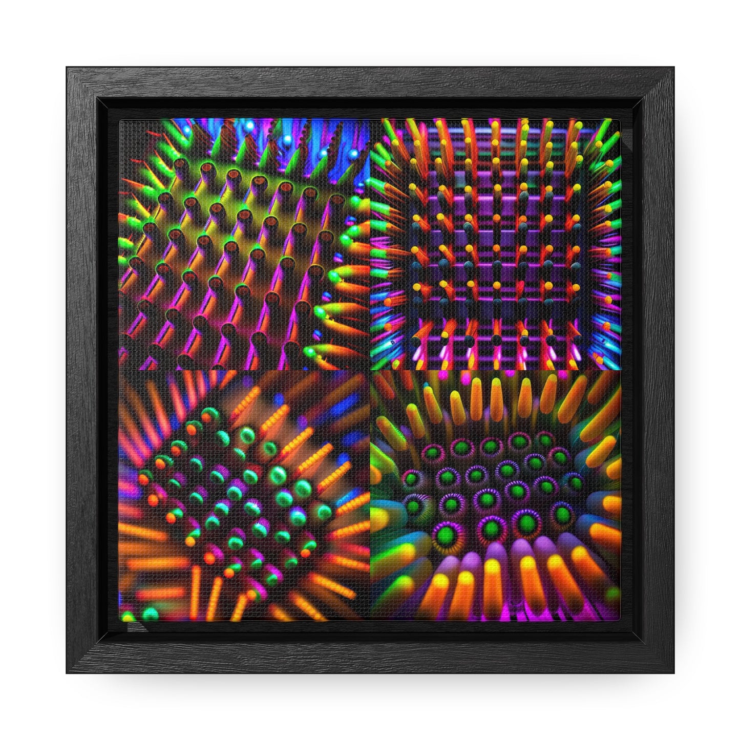 Gallery Canvas Wraps, Square Frame Macro Cactus neon square