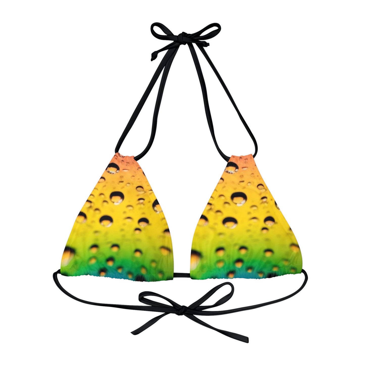 Strappy Triangle Bikini Top (AOP) Water Drops top 2
