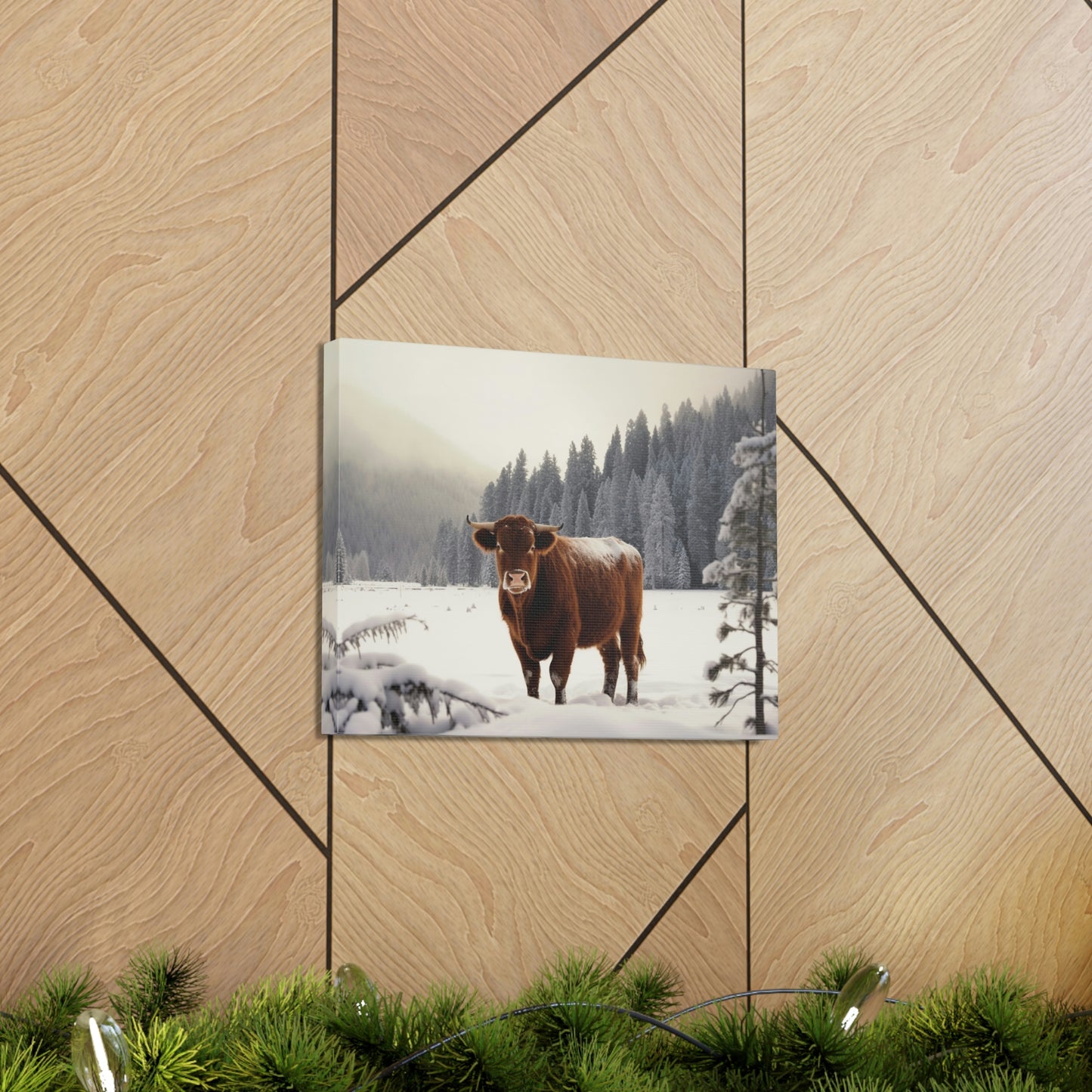 Canvas Gallery Wraps Cow Snow 3