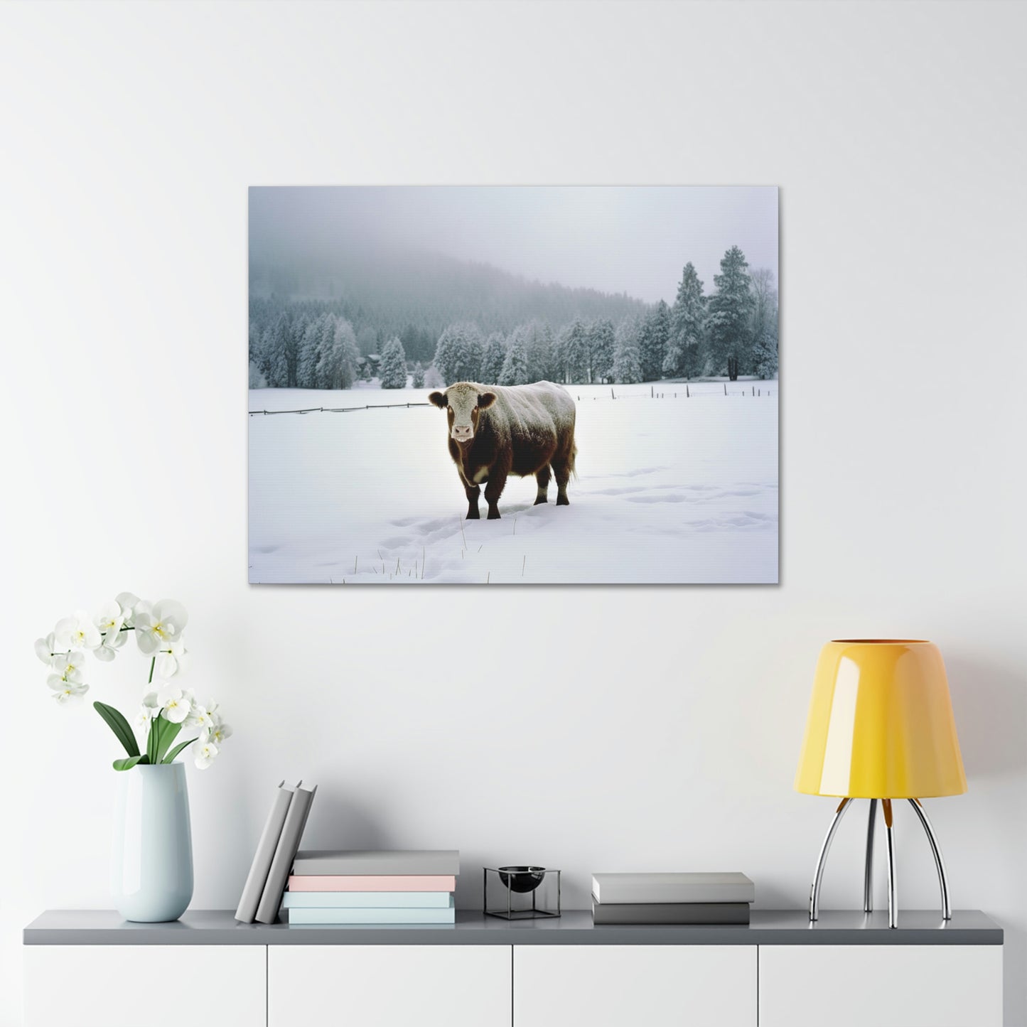 Canvas Gallery Wraps  Cow Snow 1