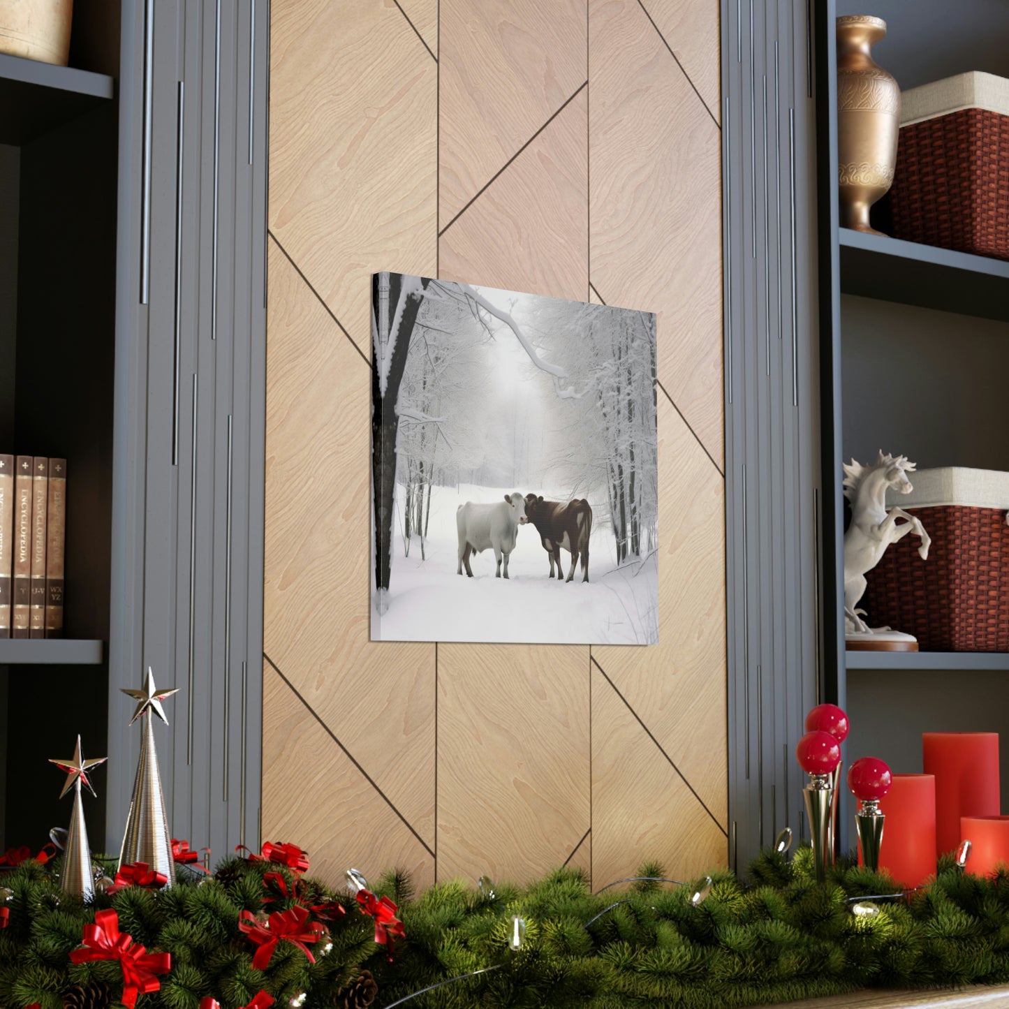 Canvas Gallery Wraps Long Haired Cow snow 4