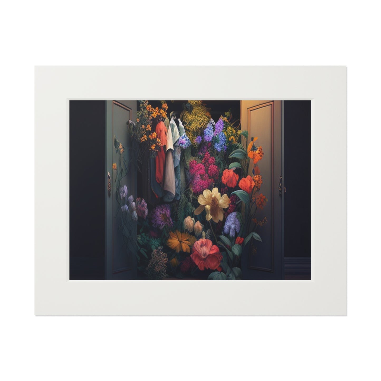 Fine Art Prints (Passepartout Paper Frame) A Wardrobe Surrounded by Flowers 4