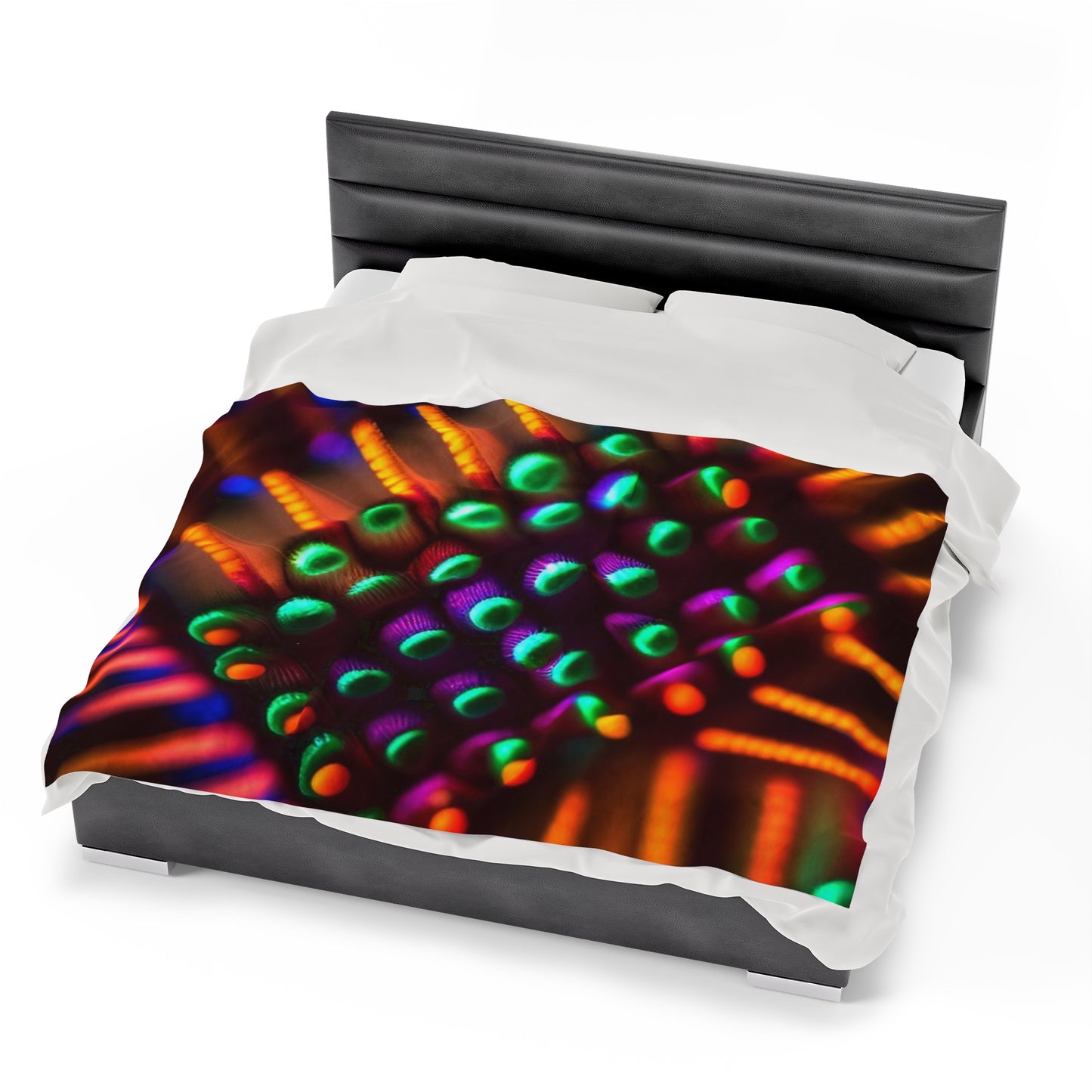 Velveteen Plush Blanket Macro Cactus neon square 3