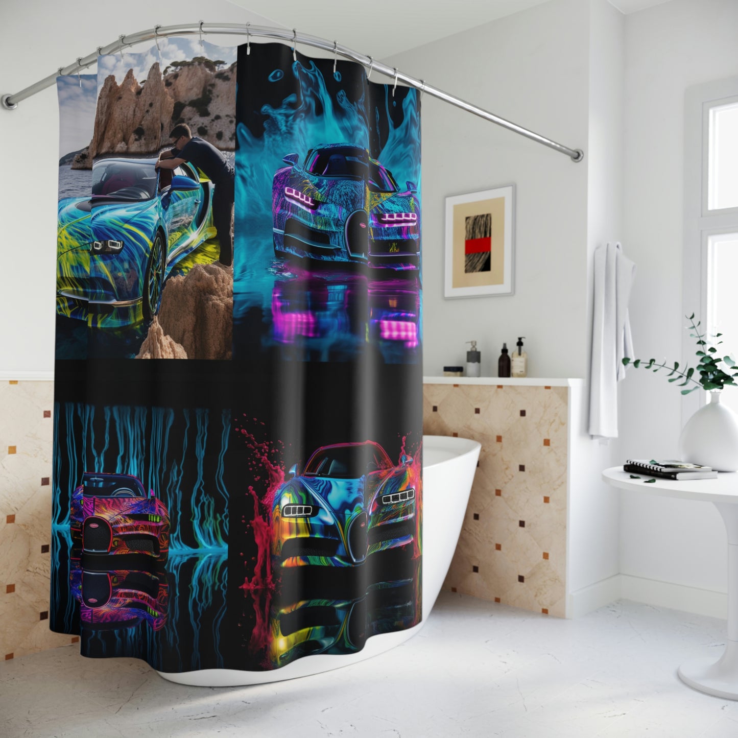 Polyester Shower Curtain Bugatti water 4 pack