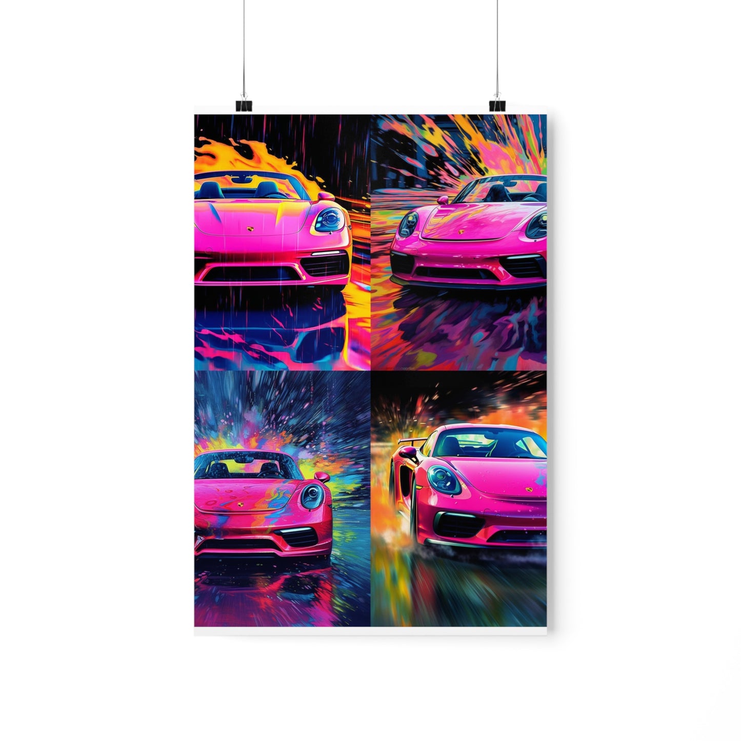 Premium Matte Vertical Posters Pink Porsche water fusion 5