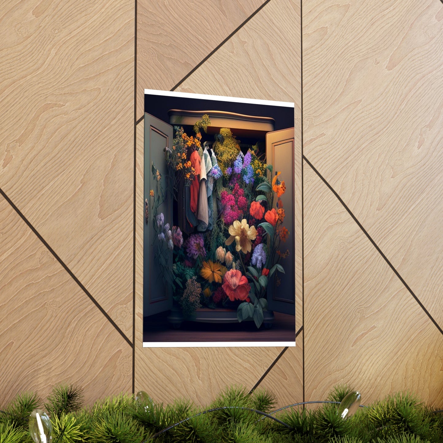 Premium Matte Vertical Posters A Wardrobe Surrounded by Flowers 4