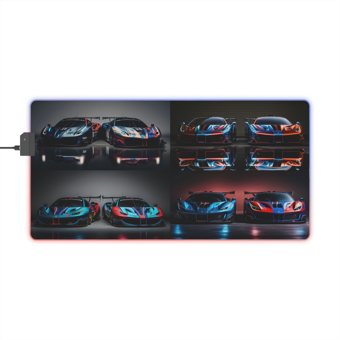 LED Gaming Mouse Pad Ferrari Blue Red 4 Pack